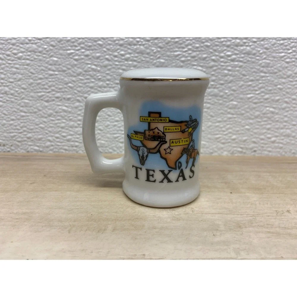 Vintage Texas Map Ceramic Salt Shaker Travel Sovenir